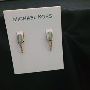 Michael Kors Urban Rush Gold Tone Jade Color Earrings